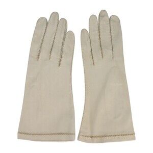Vintage 1960s Cream Womens Leather Gloves 9 inch Length